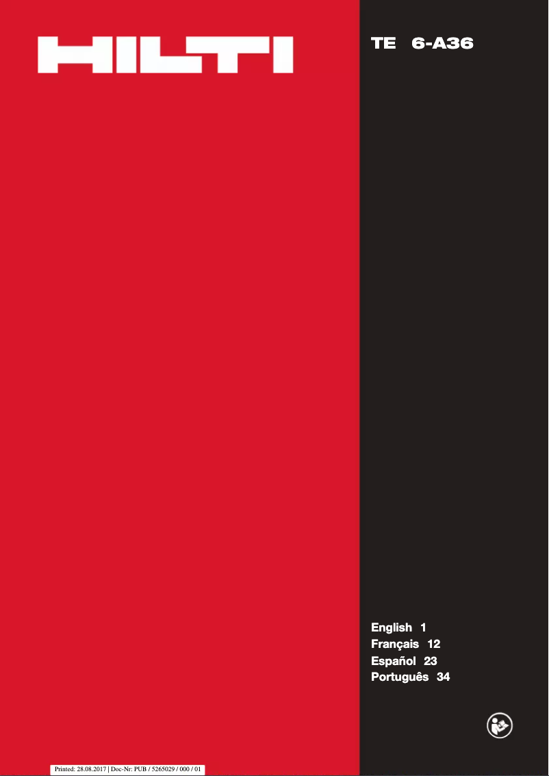 Page 1 de la notice Manuel utilisateur Hilti TE 6-A36