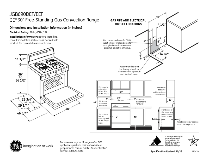 Página 1 del manual Ficha técnica GE JGB690EEFES