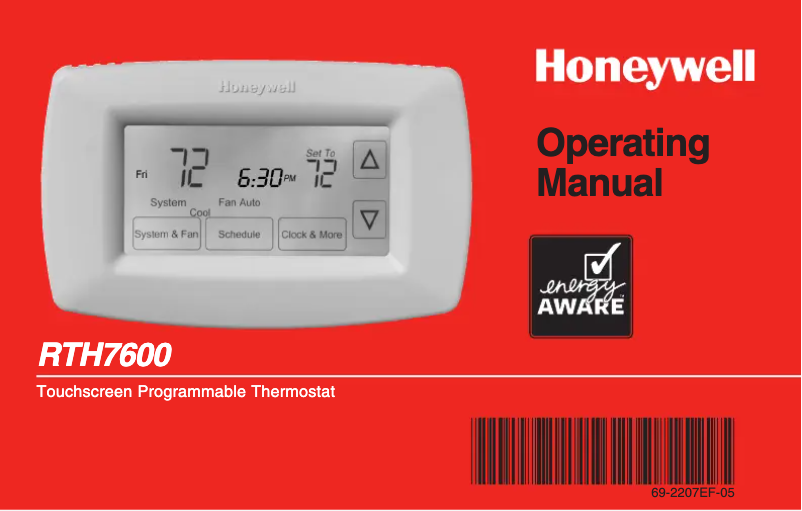 Page 1 de la notice Manuel utilisateur Honeywell RTH7600
