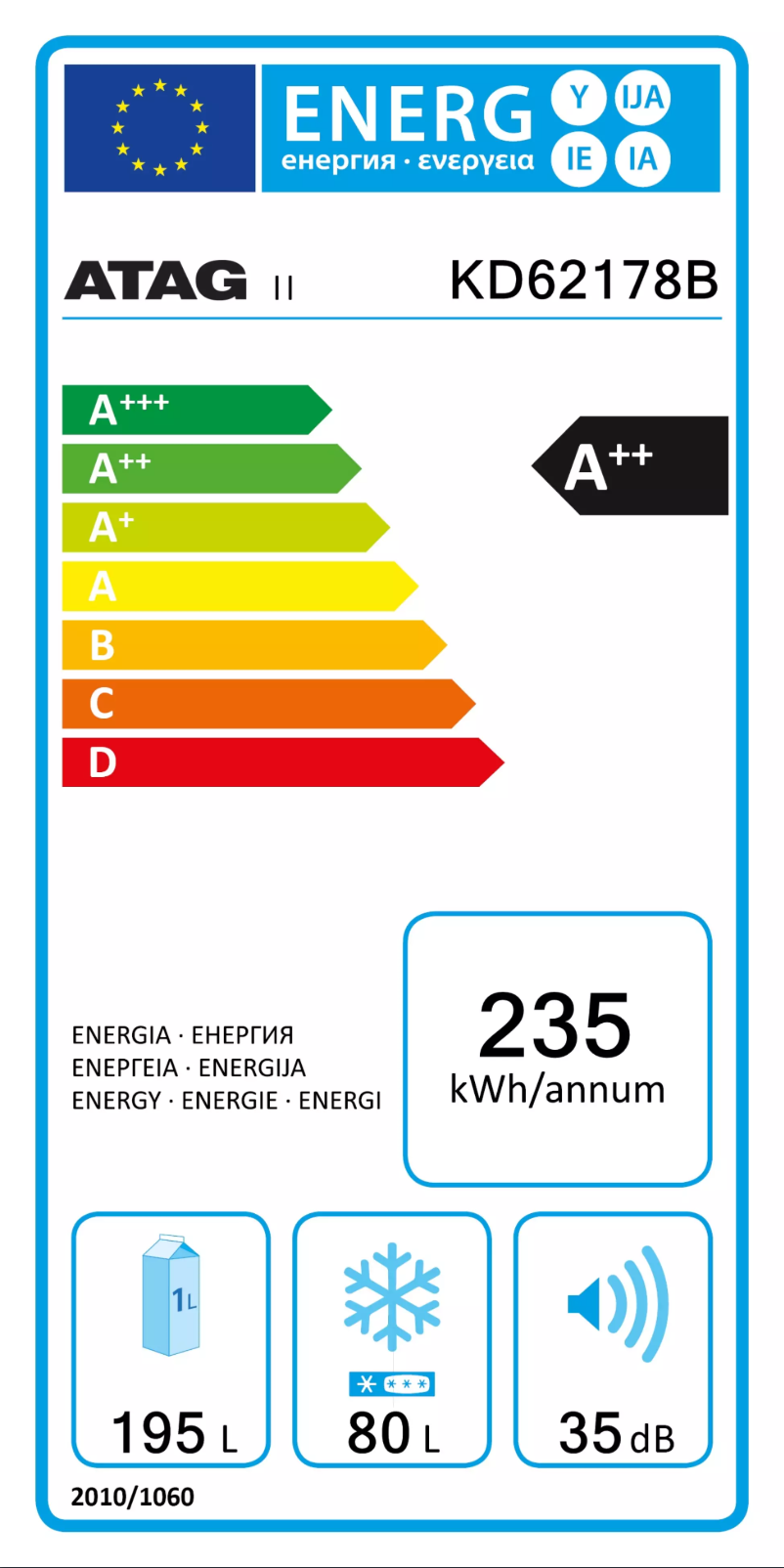 Página 1 del manual Etiqueta energética Atag KD62178B