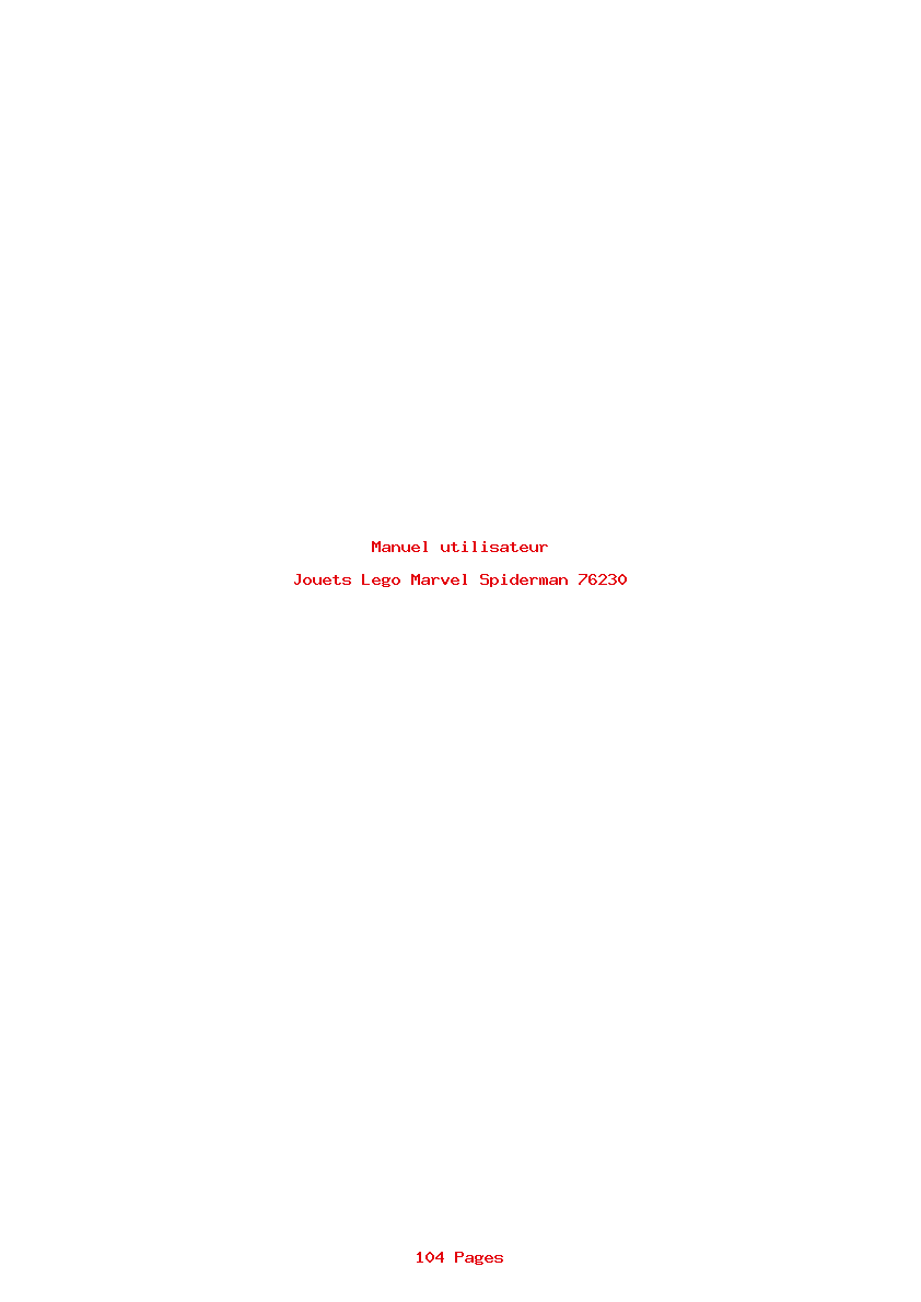 Page 1 de la notice Manuel utilisateur Lego Marvel Spiderman 76230