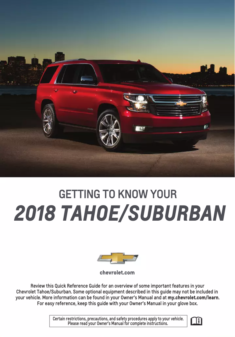 Page 1 de la notice Guide de démarrage rapide Chevrolet Tahoe (2018)