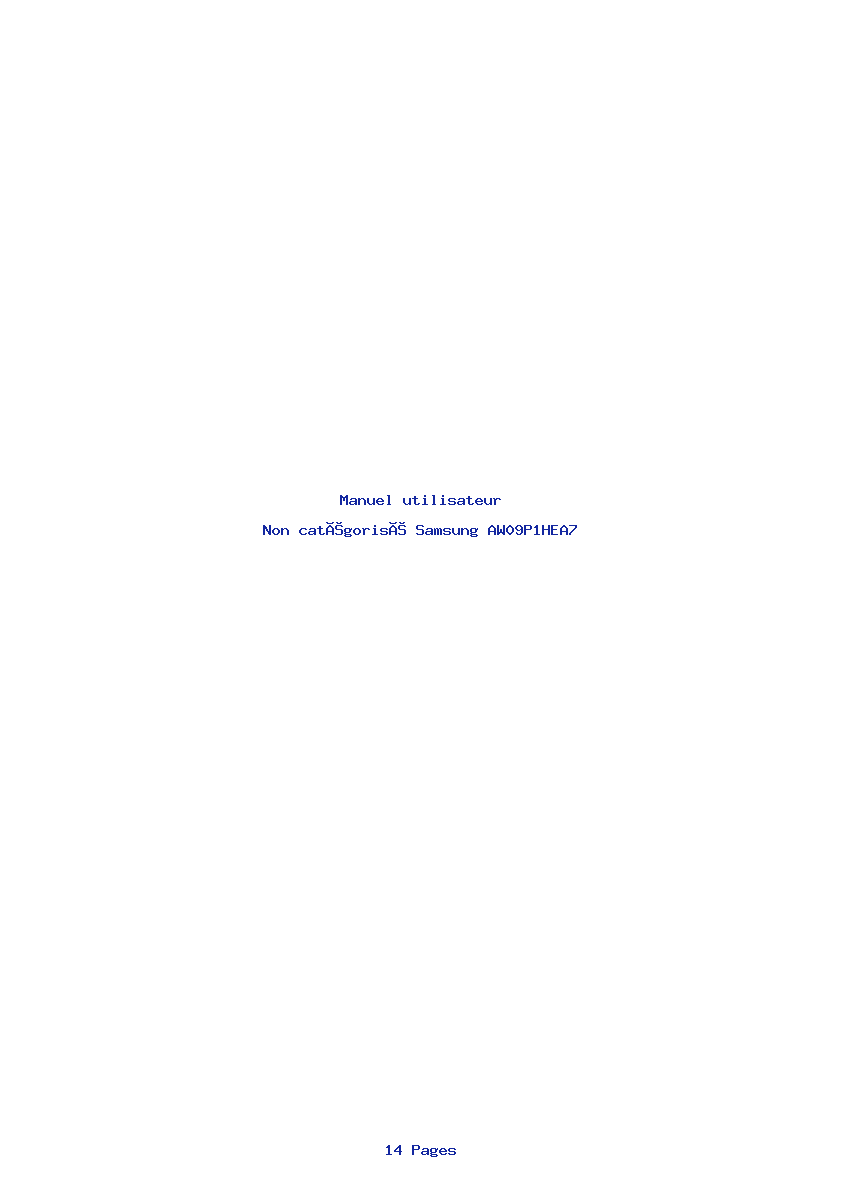Page 1 de la notice Manuel utilisateur Samsung AW09P1HEA7
