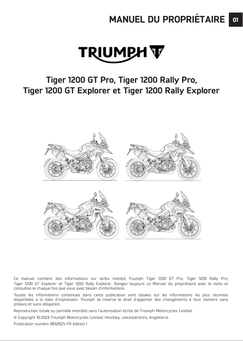 Página 1 del manual Manual de usuario Triumph Tiger 1200 GT Explorer (2024)