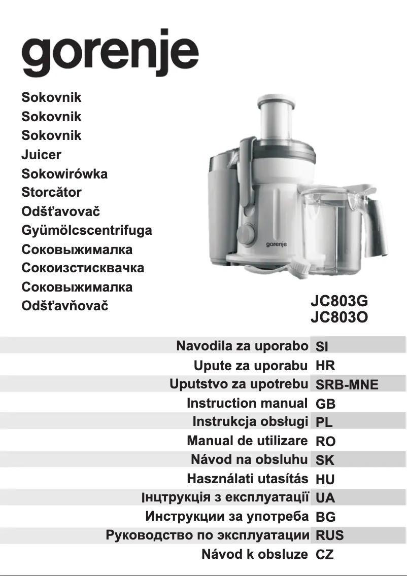 Página 1 del manual Manual de usuario Gorenje JC803O