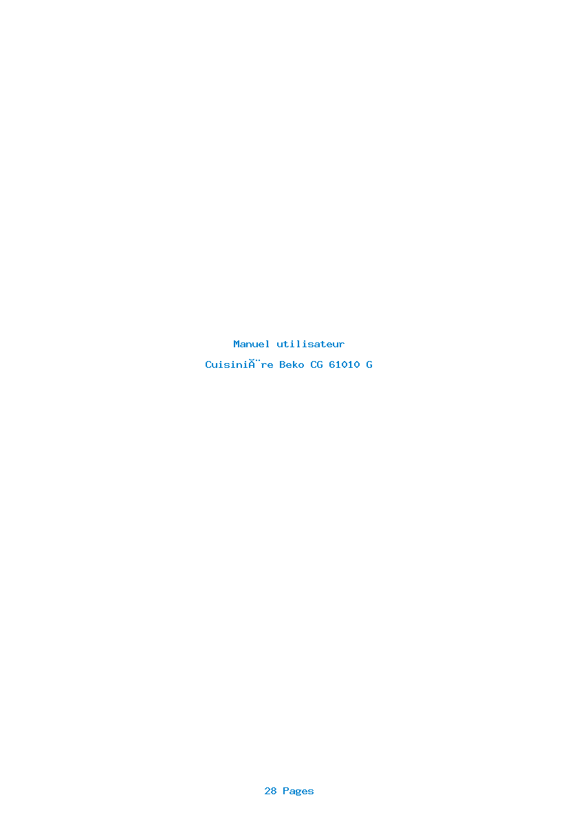 Page 1 de la notice Manuel utilisateur Beko CG 61010 G