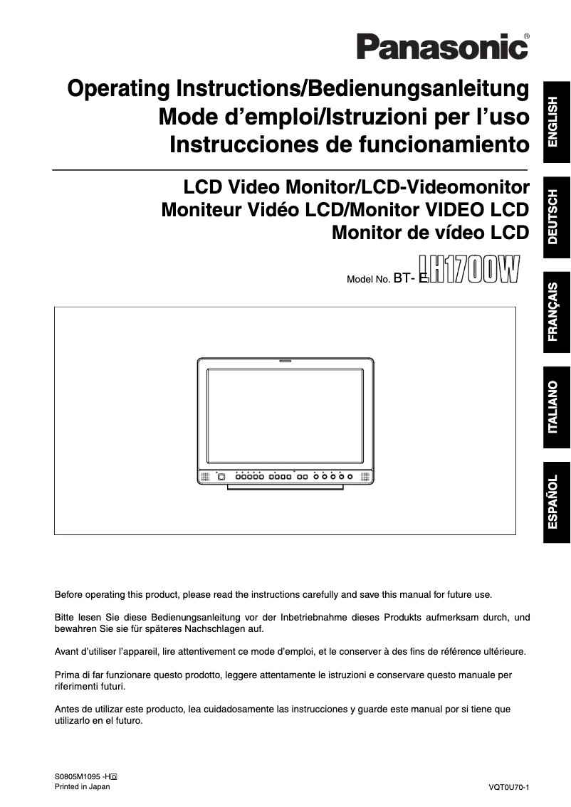 Page 1 de la notice Manuel utilisateur Panasonic BT-LH1700We