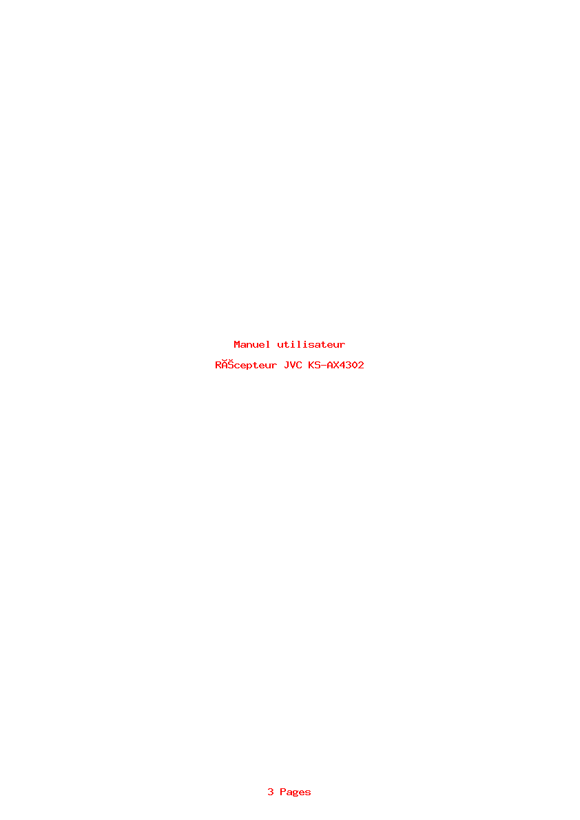 Page 1 de la notice Manuel utilisateur JVC KS-AX4302