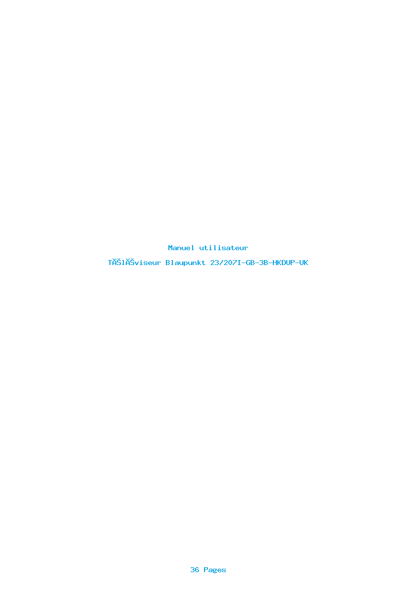 Page 1 de la notice Manuel utilisateur Blaupunkt 23/207I-GB-3B-HKDUP-UK
