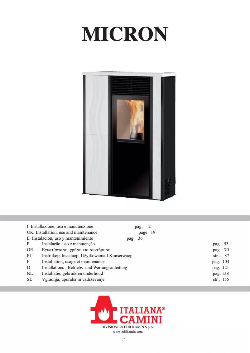 Page 1 de la notice Manuel utilisateur Edilkamin MICRON