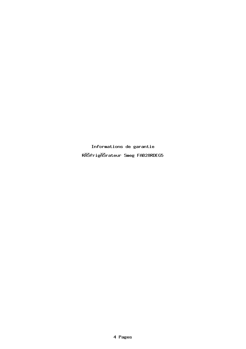 Page 1 de la notice Informations de garantie Smeg FAB28RDEG5