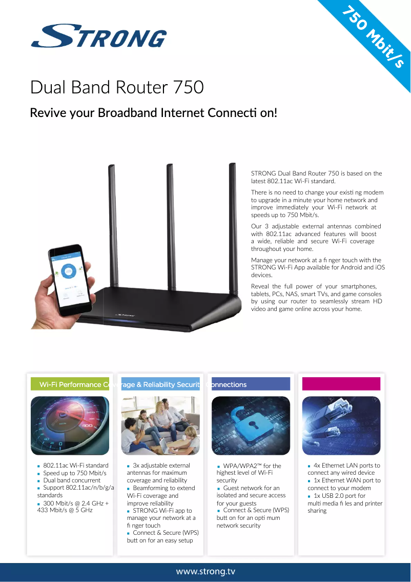 Page 1 de la notice Fiche technique Strong Dual Band Router 750