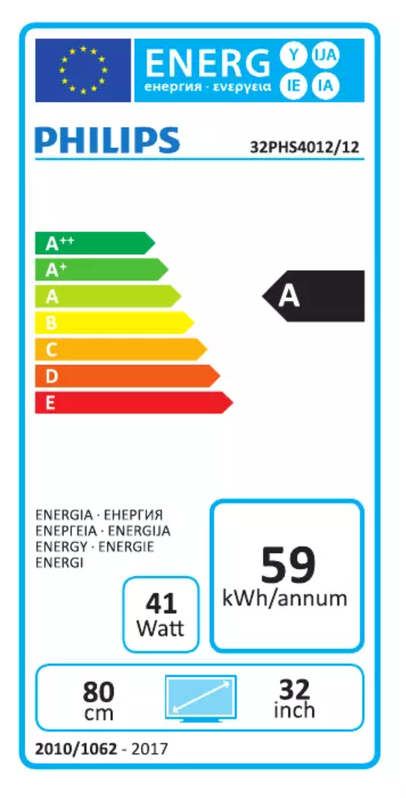 Page 1 of the manual Energy Label Philips 4000 series 32PHS4012