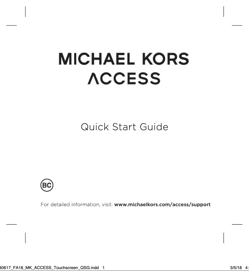 Page 1 de la notice Manuel utilisateur Michael Kors Access Runway Gen 4 Display MKT5048