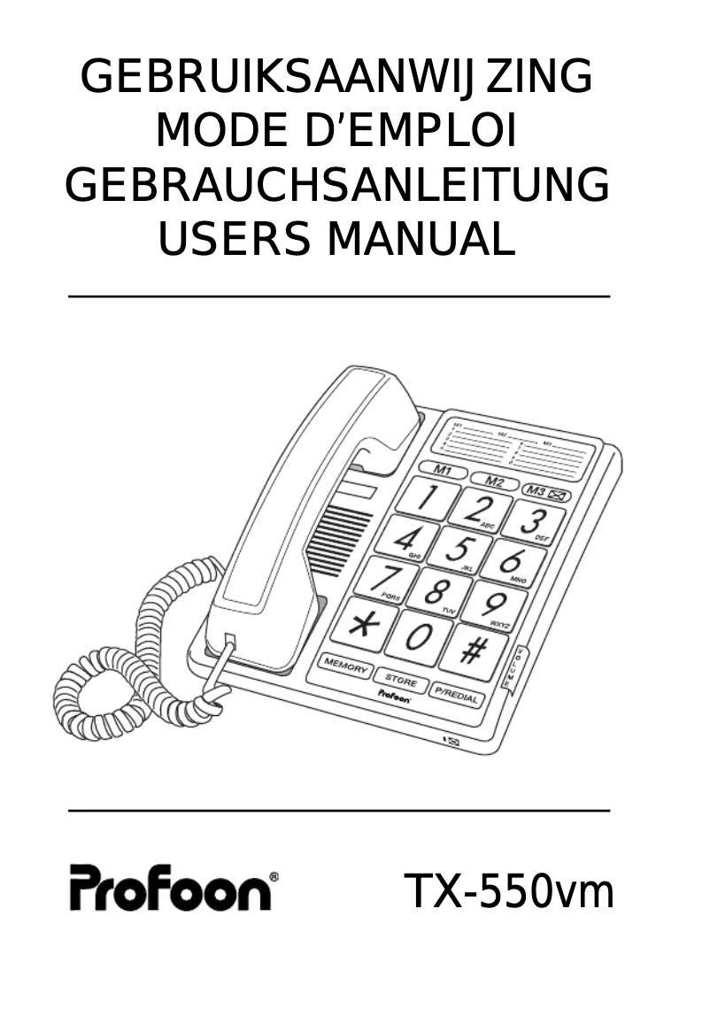 Page 1 de la notice Manuel utilisateur Profoon TX-550