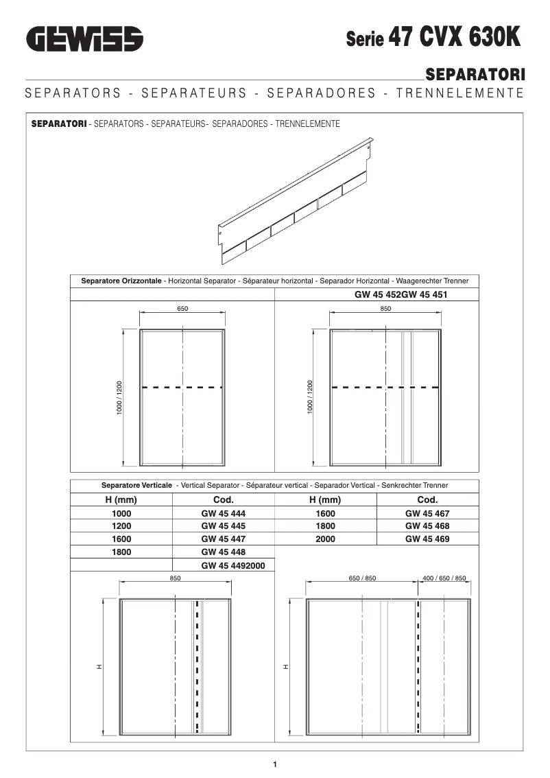 Page 1 de la notice Manuel utilisateur Gewiss GW45467