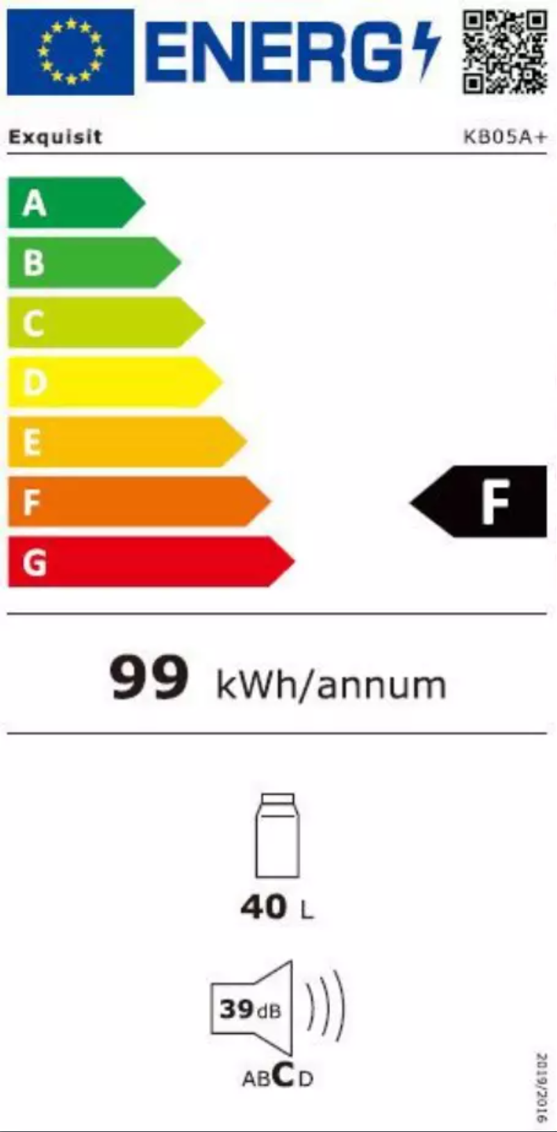 Page 1 de la notice Label énergétique Exquisit KB05A+