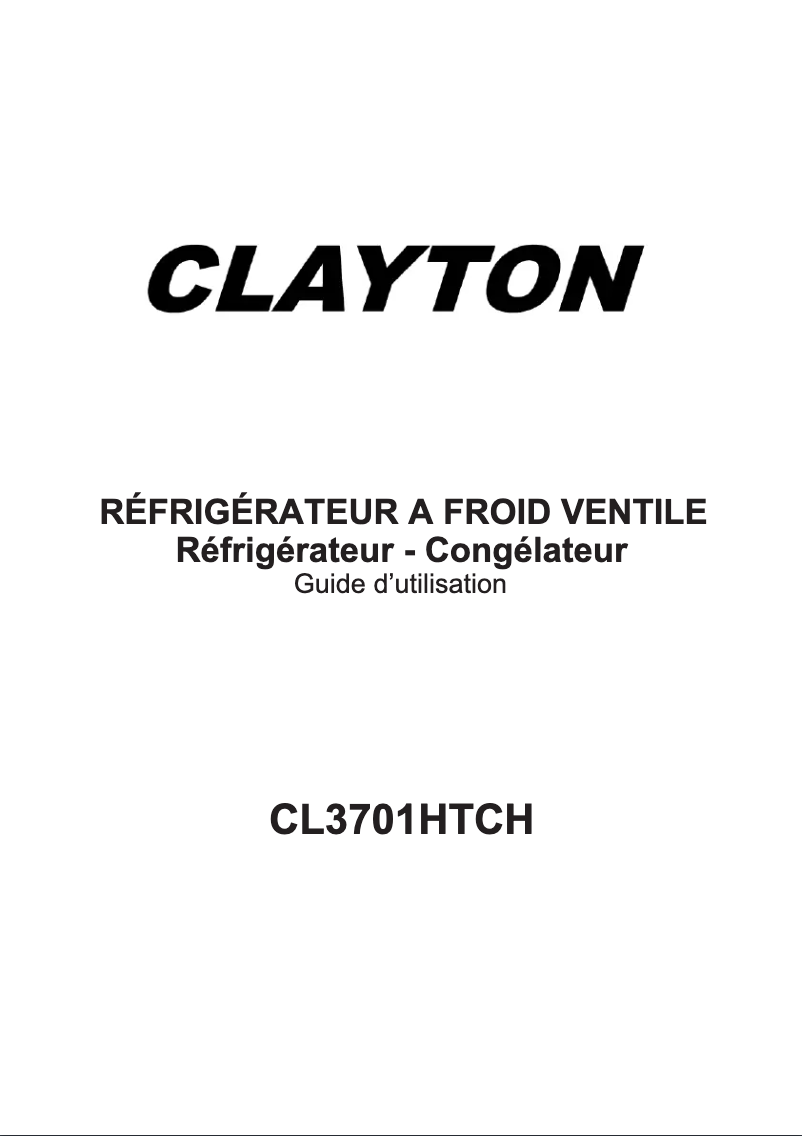 Page 1 de la notice Manuel utilisateur Clayton CL3701HTCH