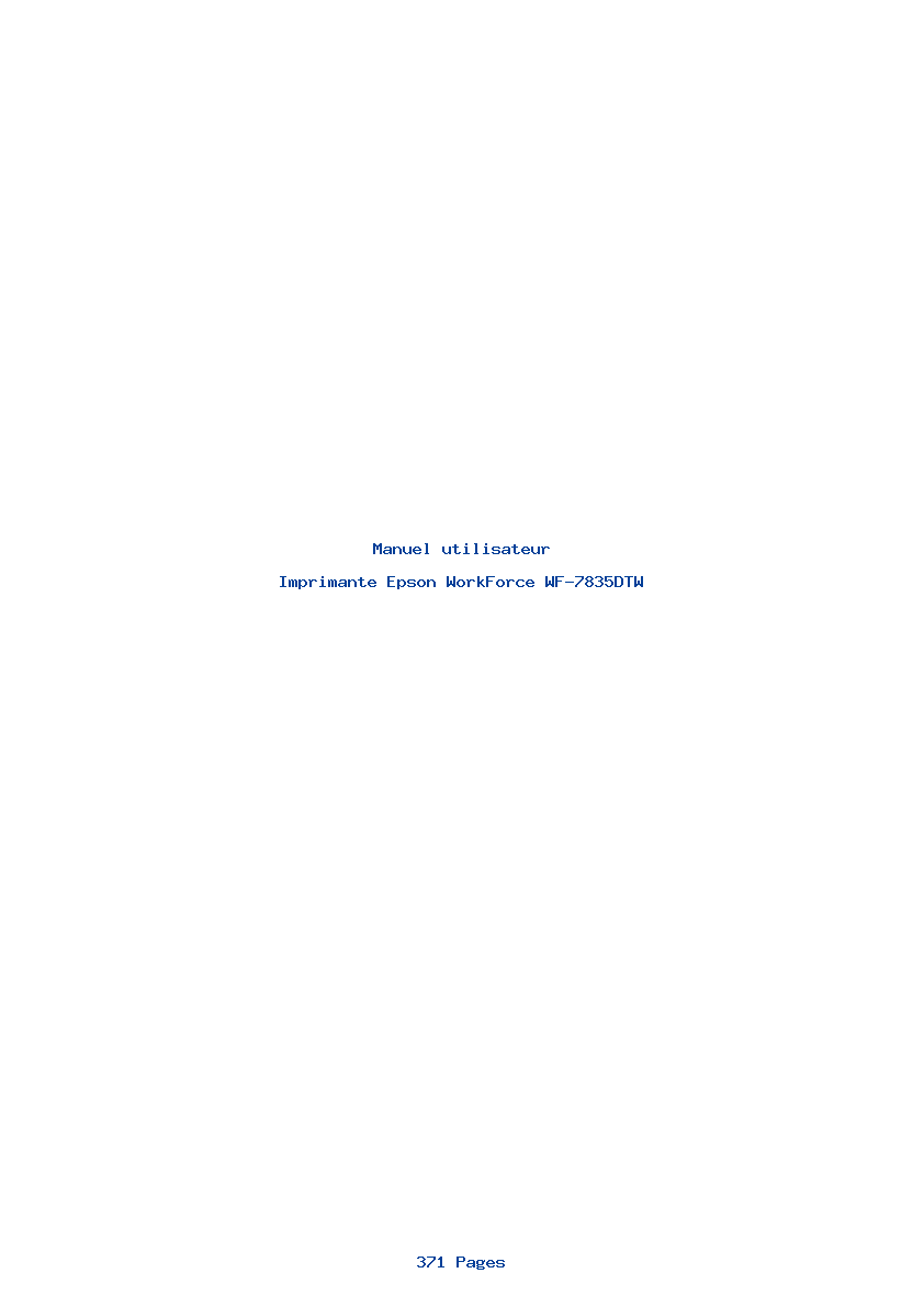 Page 1 de la notice Manuel utilisateur Epson WorkForce WF-7835DTW