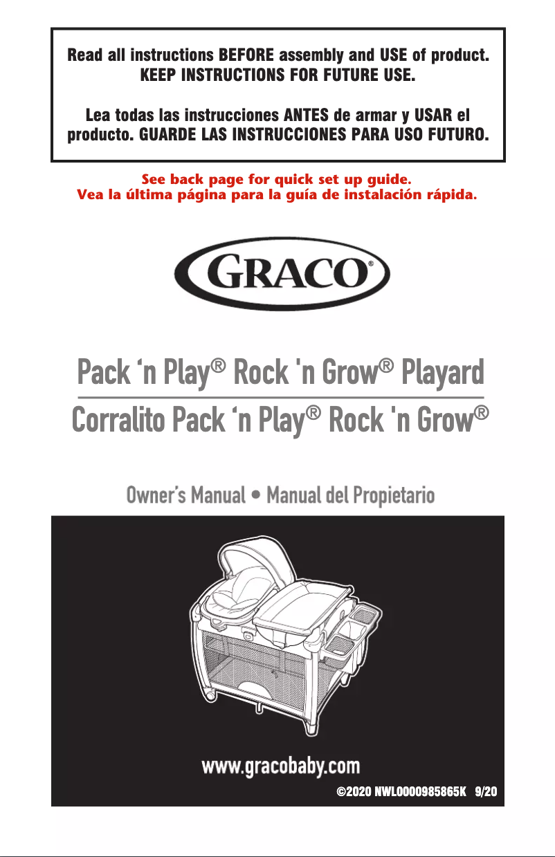 Page 1 de la notice Manuel utilisateur Graco Pack 'n Play Rock 'n Grow Playard