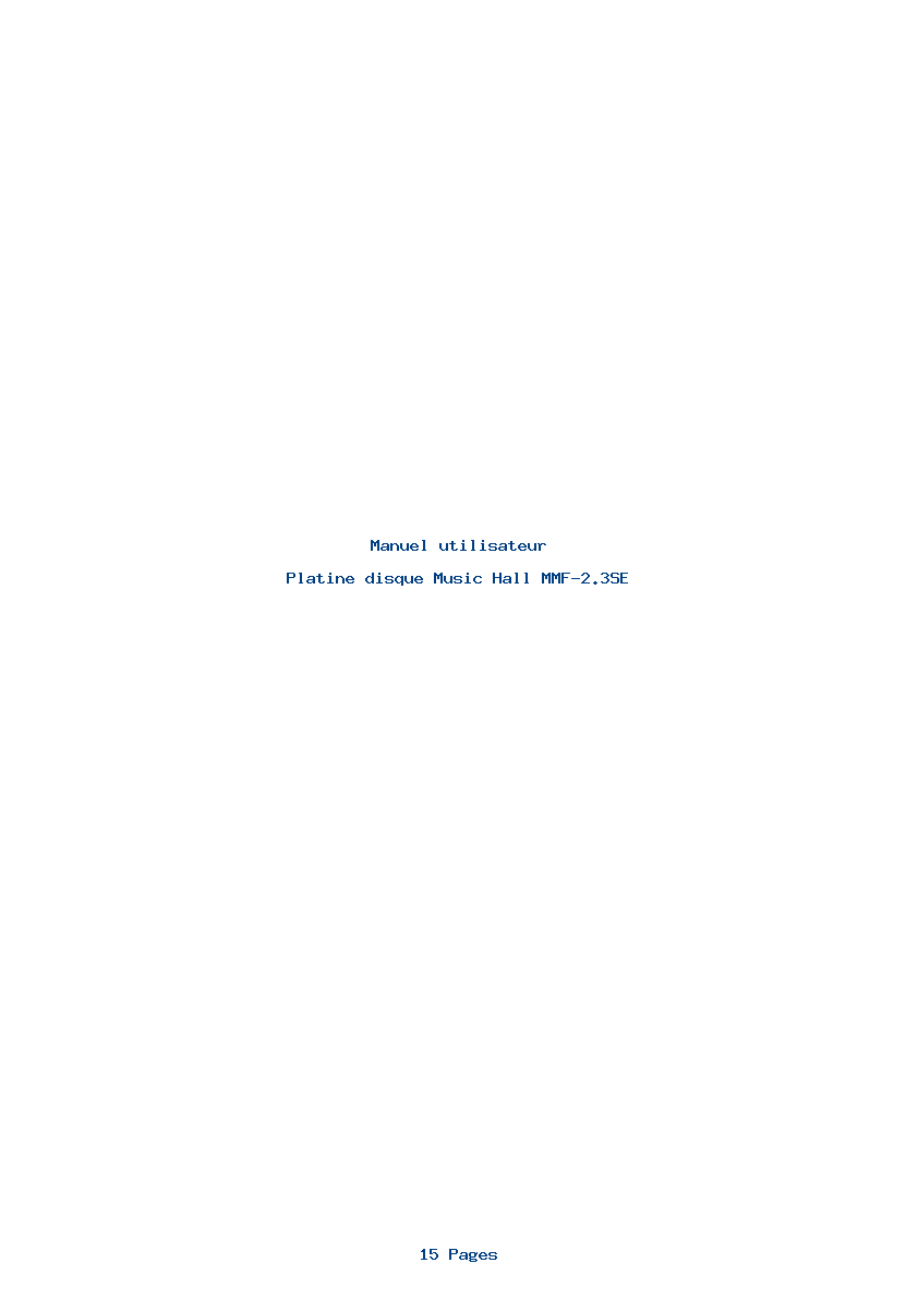 Page 1 de la notice Manuel utilisateur Music Hall MMF-2.3SE