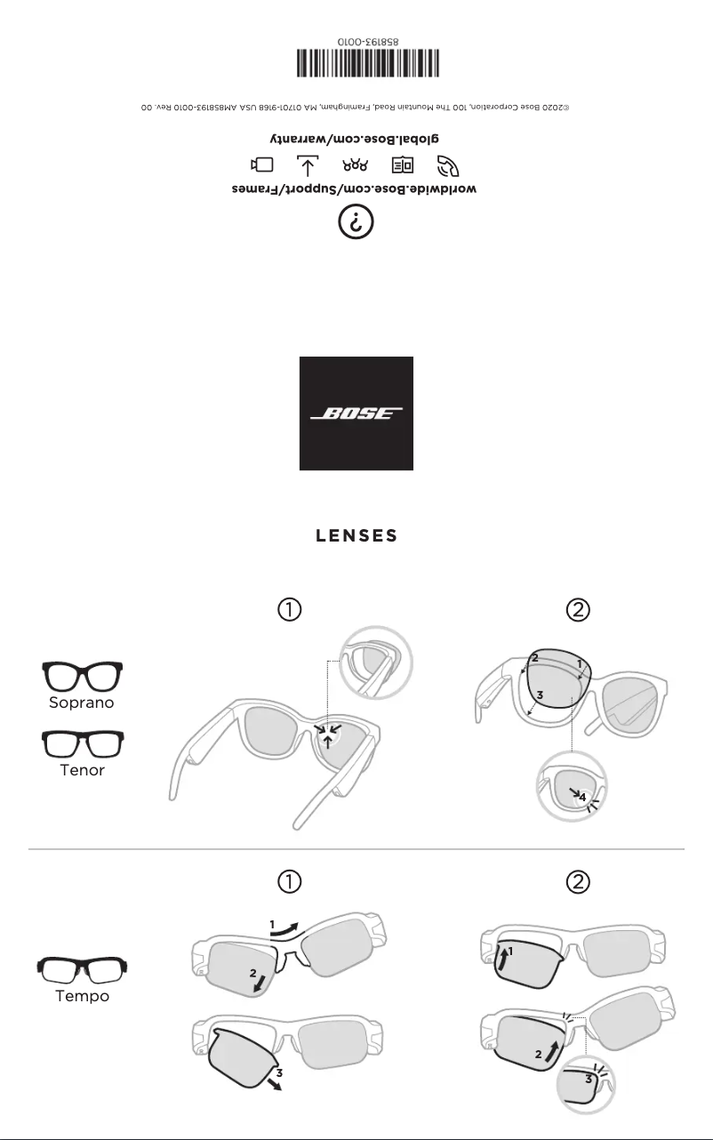 Page 1 of the manual Quick Start Guide Bose Frames Soprano