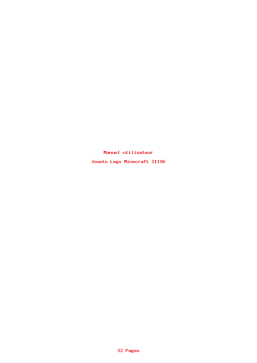 Page 1 de la notice Manuel utilisateur Lego Minecraft 21106