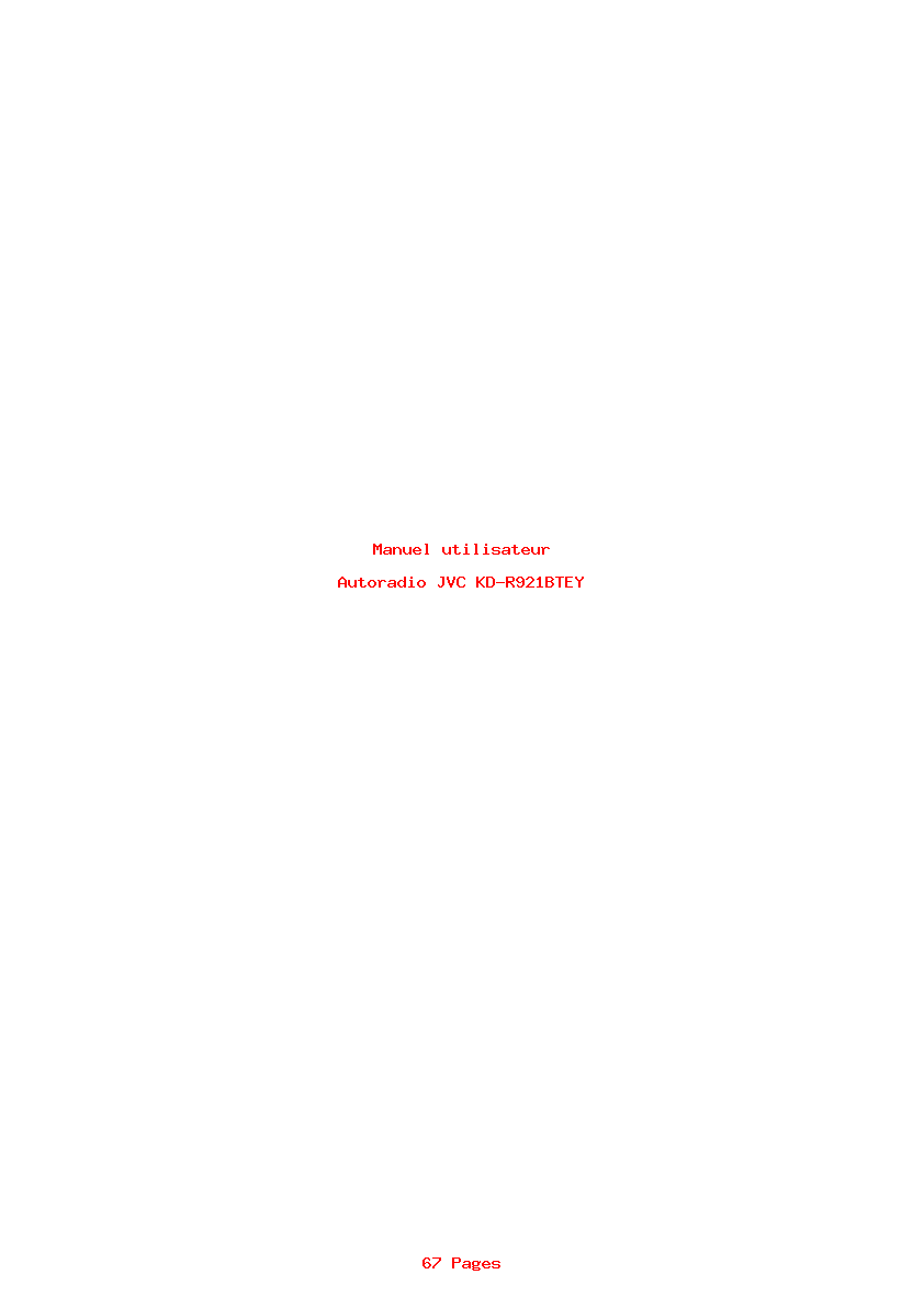 Page 1 de la notice Manuel utilisateur JVC KD-R921BTEY