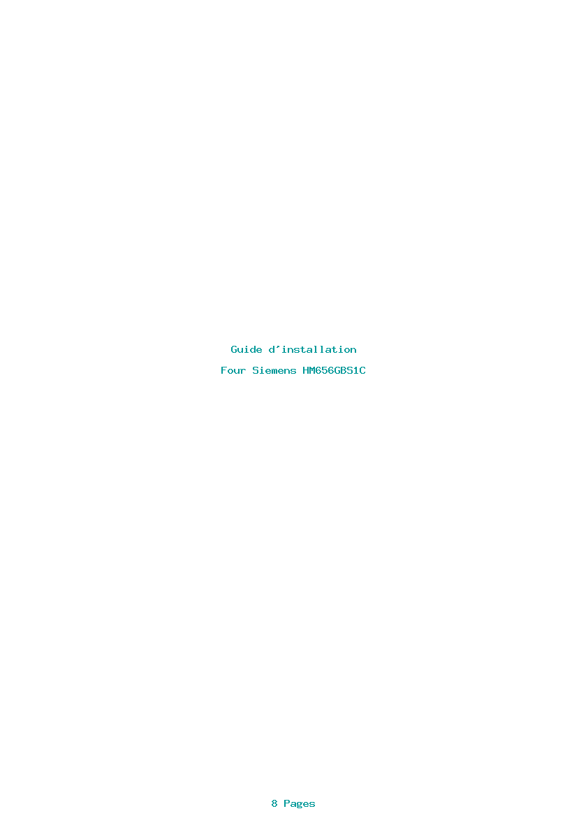 Page 1 de la notice Guide d'installation Siemens HM656GBS1C