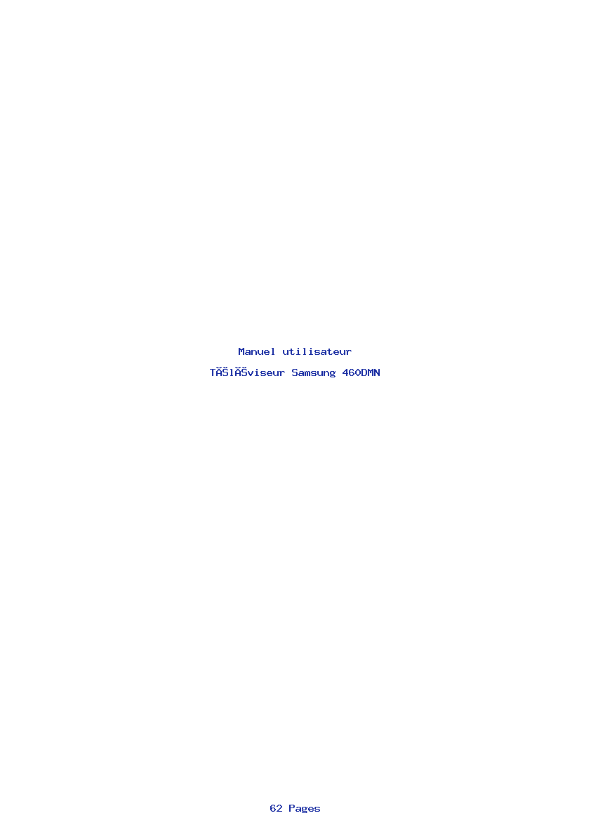 Page 1 de la notice Manuel utilisateur Samsung 460DMN