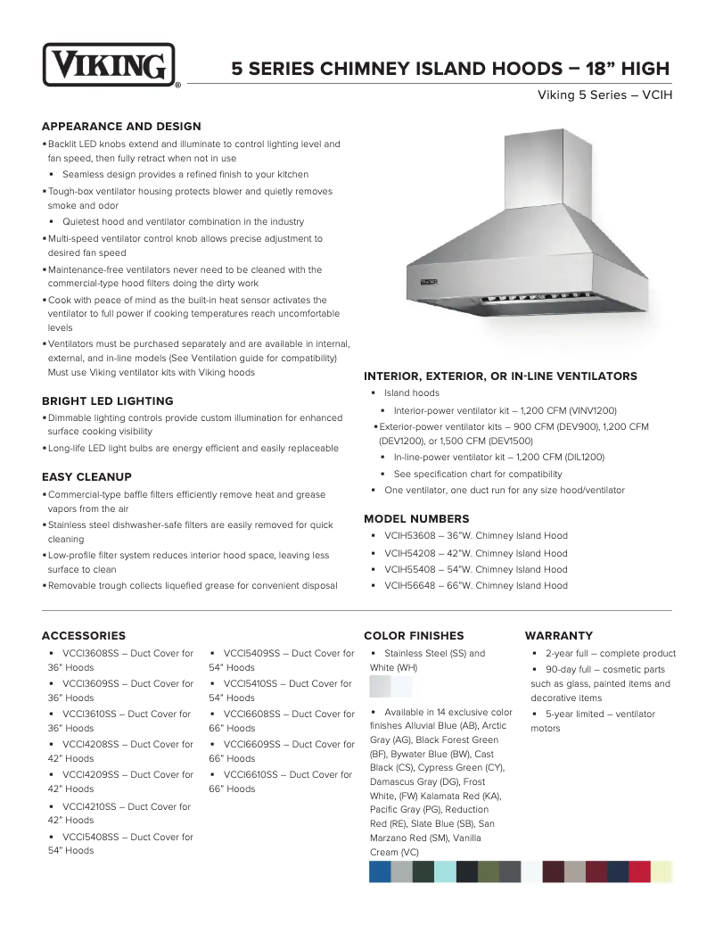 Page 1 of the manual Technical Sheet Viking VCIH56608SS