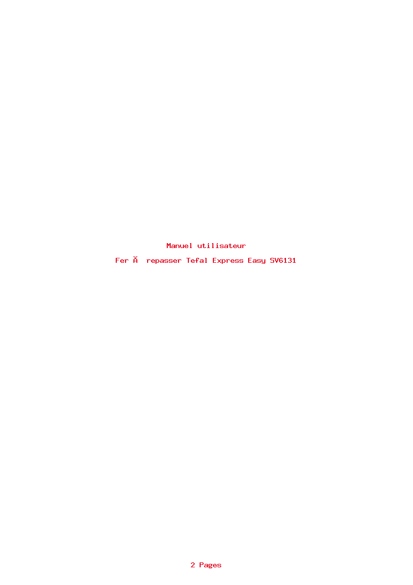 Page 1 de la notice Manuel utilisateur Tefal Express Easy SV6131