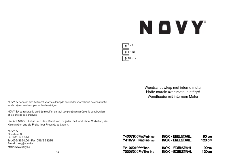 Page 1 de la notice Manuel utilisateur Novy Flat'Line 7410