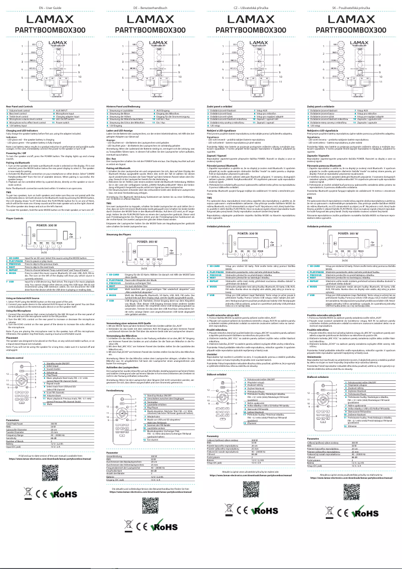 Page 1 de la notice Manuel utilisateur Lamax PartyBoomBox300