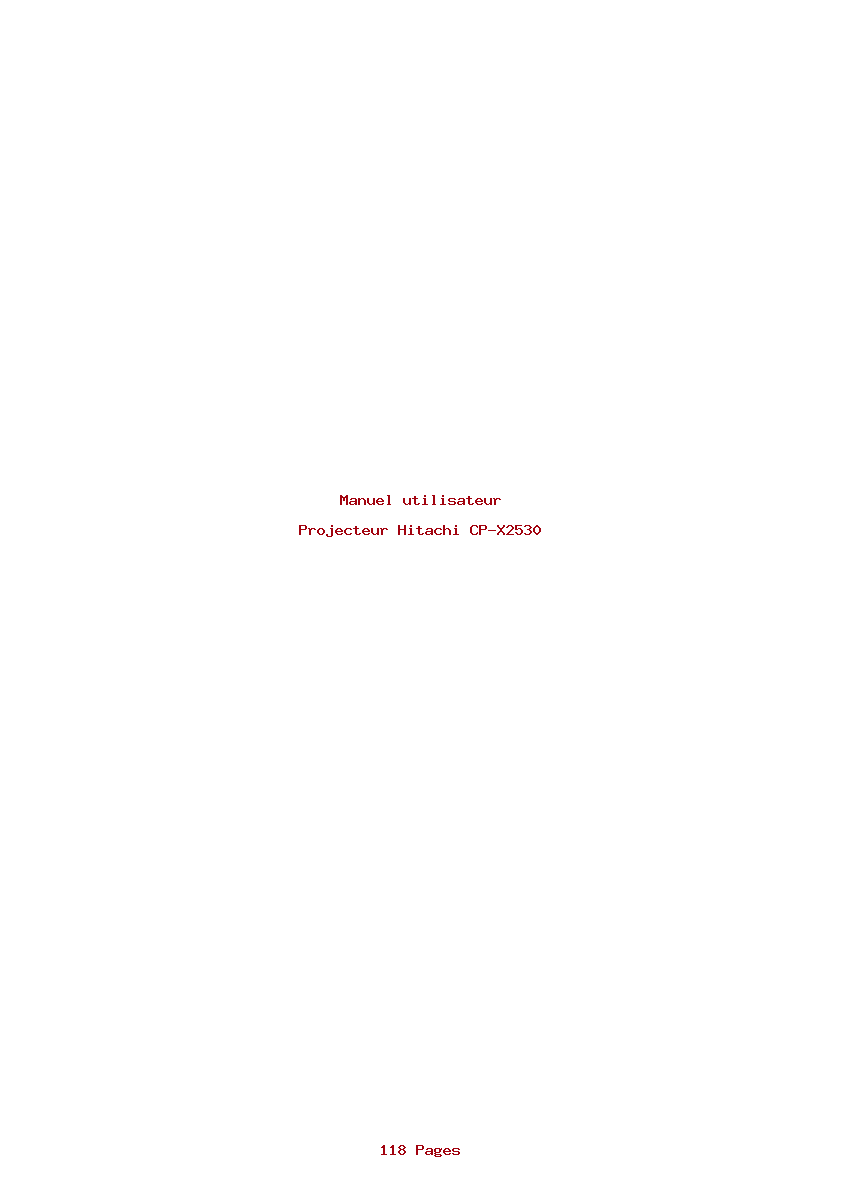 Page 1 de la notice Manuel utilisateur Hitachi CP-X2530
