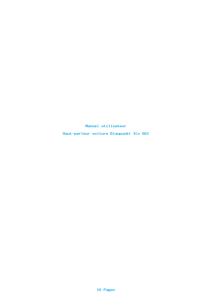 Page 1 de la notice Manuel utilisateur Blaupunkt ICx 662