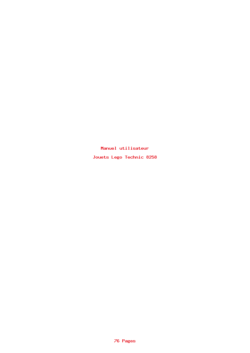 Page 1 de la notice Manuel utilisateur Lego Technic 8258