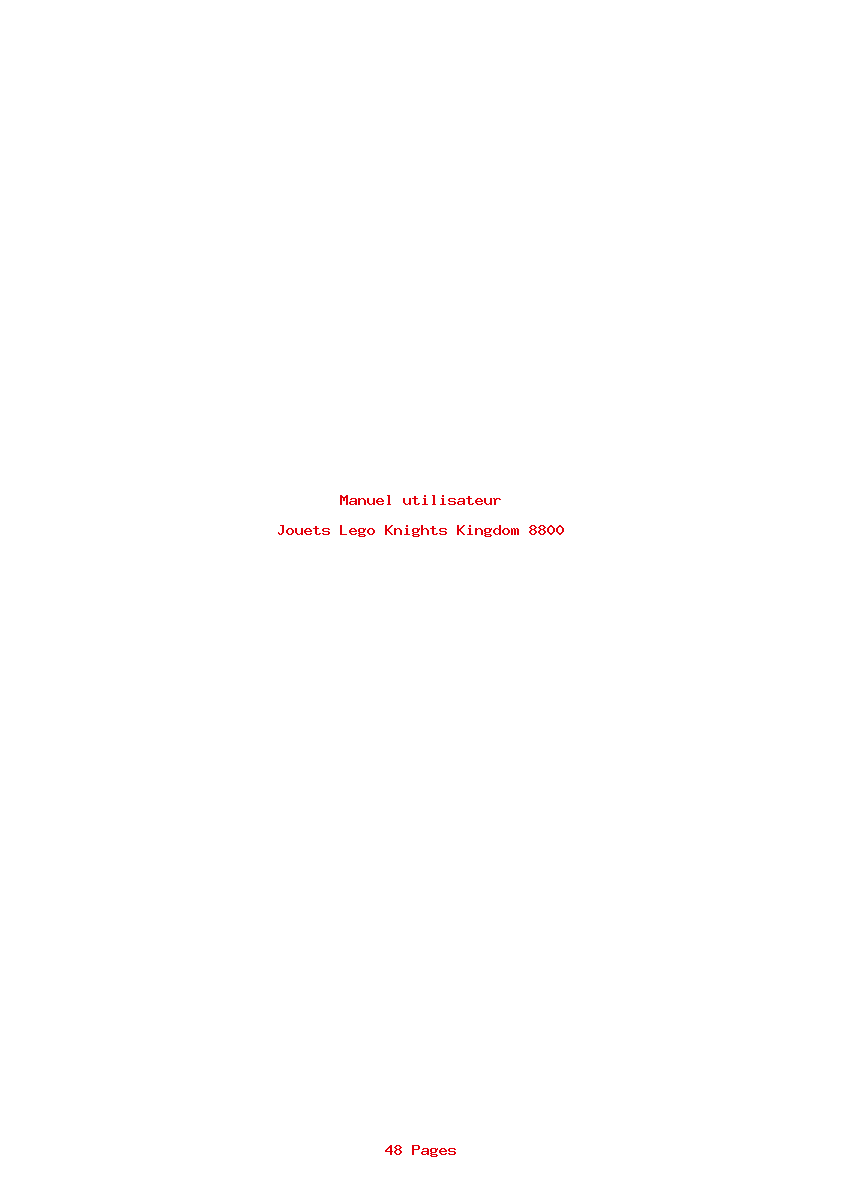 Page 1 de la notice Manuel utilisateur Lego Knights Kingdom 8800