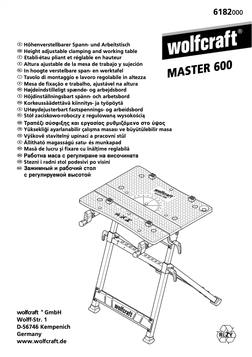Page 1 de la notice Manuel utilisateur Wolfcraft MASTER 600