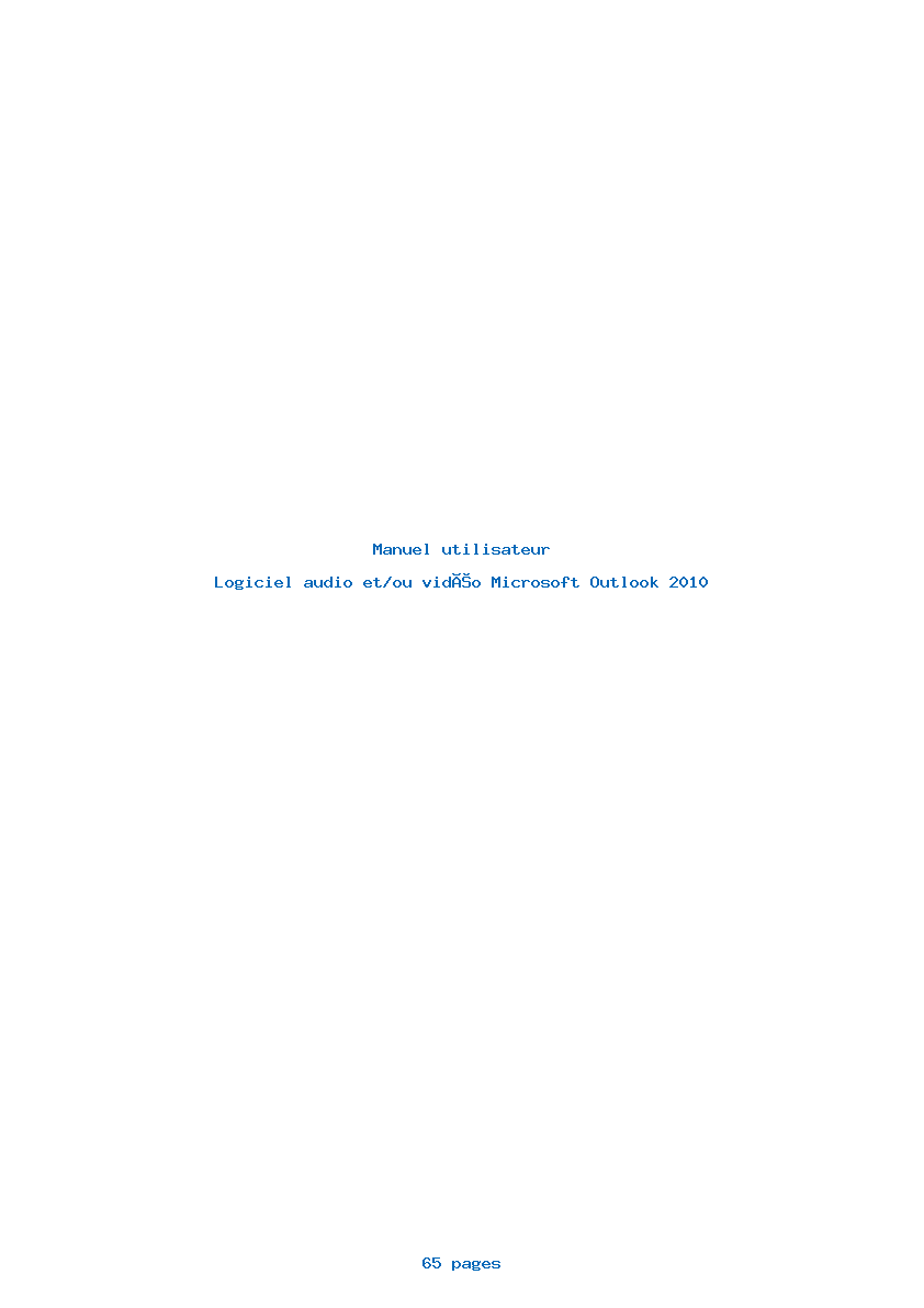 Page 1 de la notice Manuel utilisateur Microsoft Outlook 2010