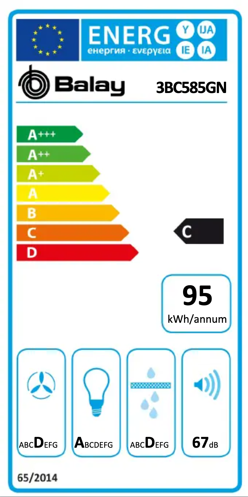 Página 1 del manual Etiqueta energética Balay 3BC585GN