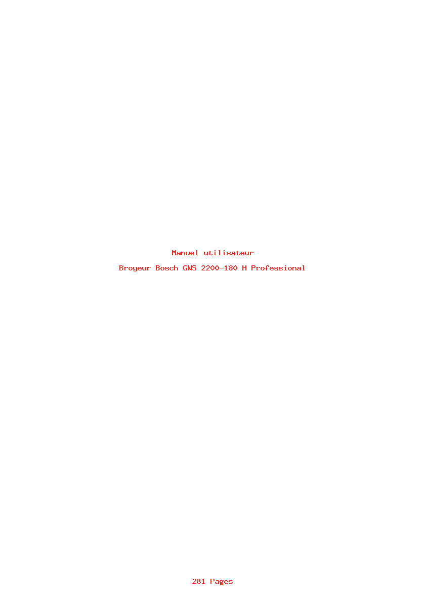 Page 1 de la notice Manuel utilisateur Bosch GWS 2200-180 H Professional