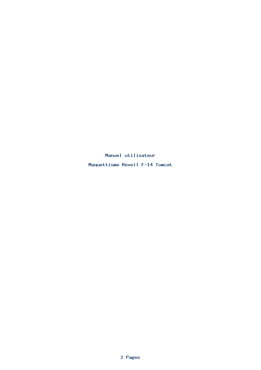 Page 1 de la notice Manuel utilisateur Revell F-14 Tomcat