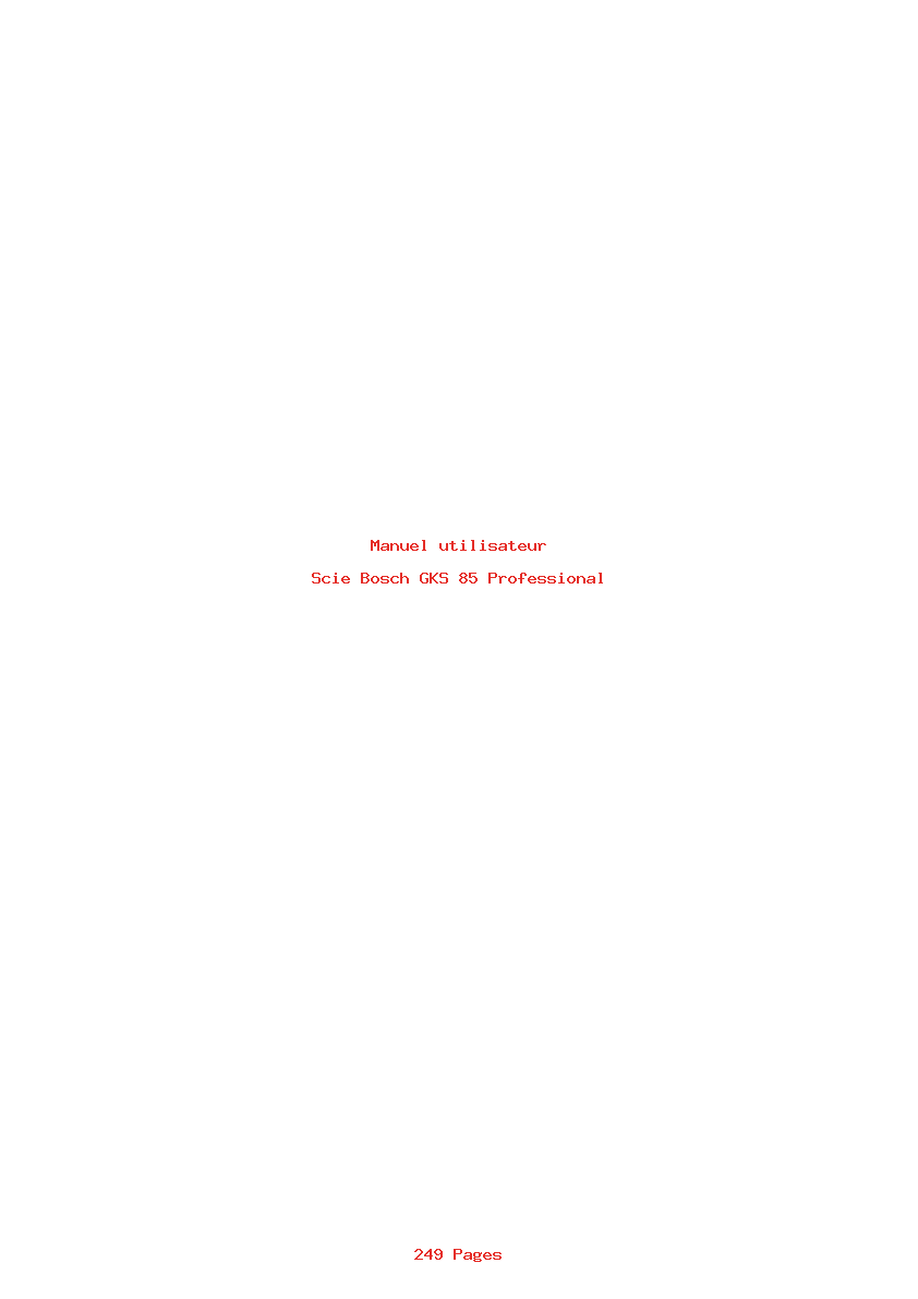 Page 1 de la notice Manuel utilisateur Bosch GKS 85 Professional