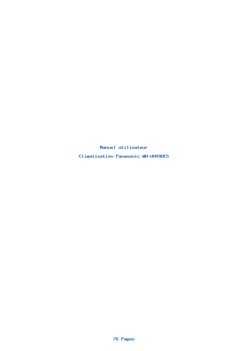Page 1 de la notice Manuel utilisateur Panasonic WH-UH09DE5