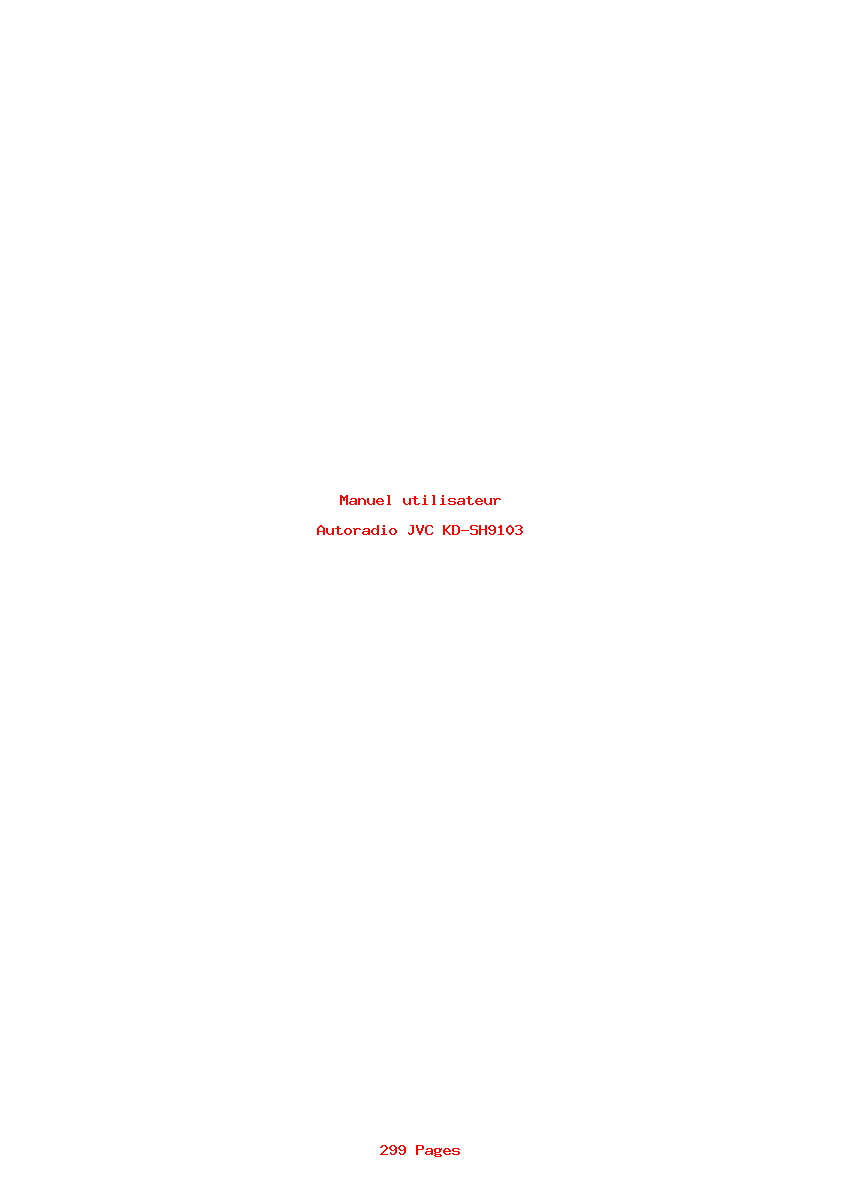 Page 1 de la notice Manuel utilisateur JVC KD-SH9103