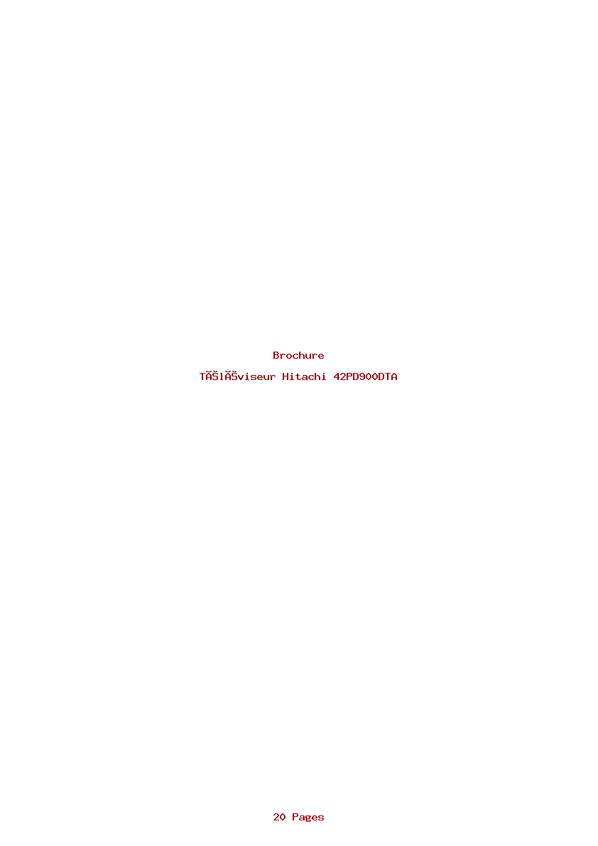 Page 1 de la notice Brochure Hitachi 42PD900DTA