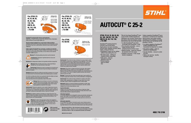 Page 1 de la notice Manuel utilisateur Stihl AutoCut C 25-2