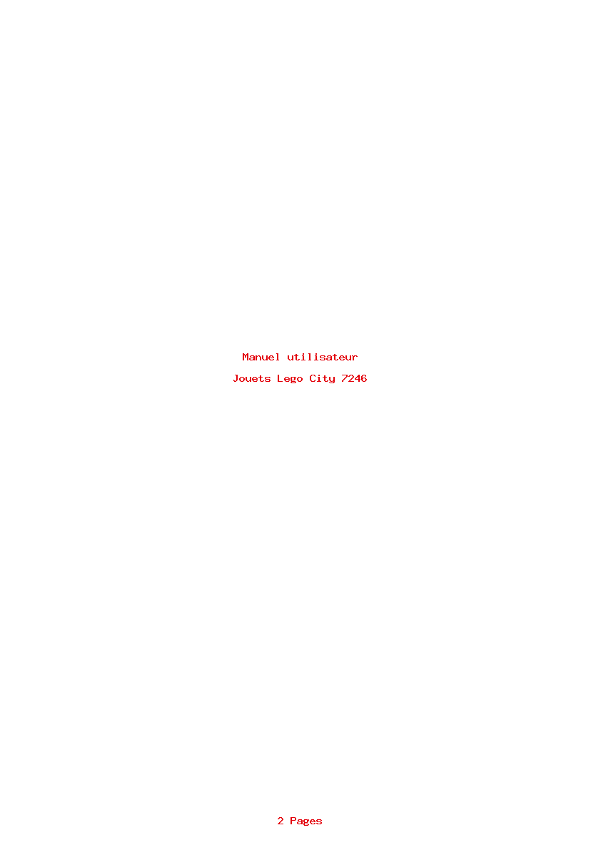 Page 1 de la notice Manuel utilisateur Lego City 7246