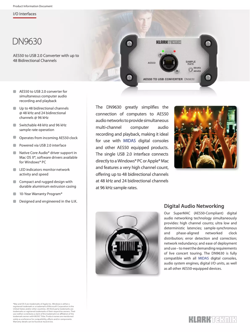 Página 1 del manual Ficha técnica Klark Teknik DN9630